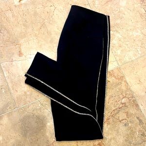 Black thick leggings with side Rhine stone strips. In great condition💓